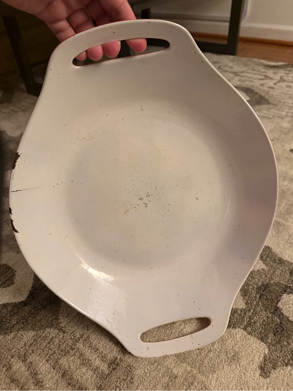 White Ceramic Serving Bowl with Built-In Handles